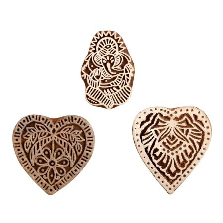 Set of 3 Piece New Mix Wooden Printing Block